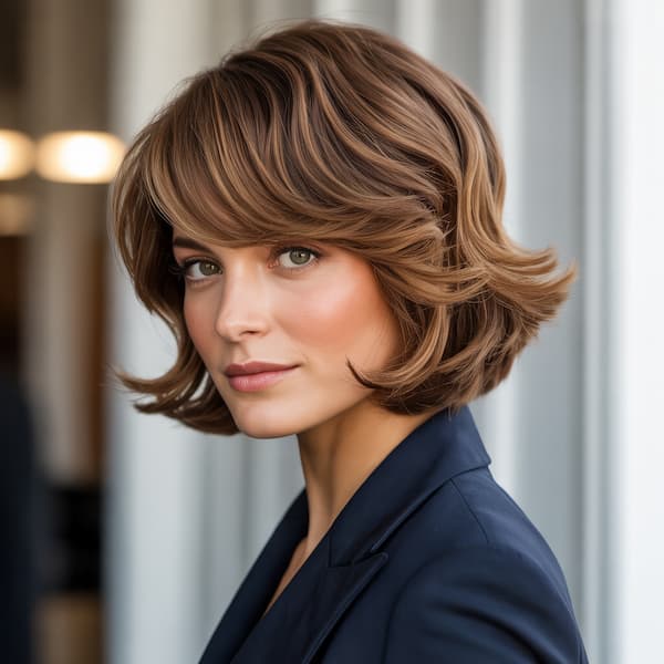 Shaggy Bob with Bangs for Full Face&nbsp;