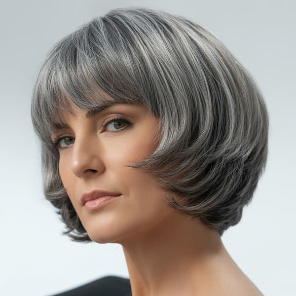 Short Layered Bob with Full Bangs