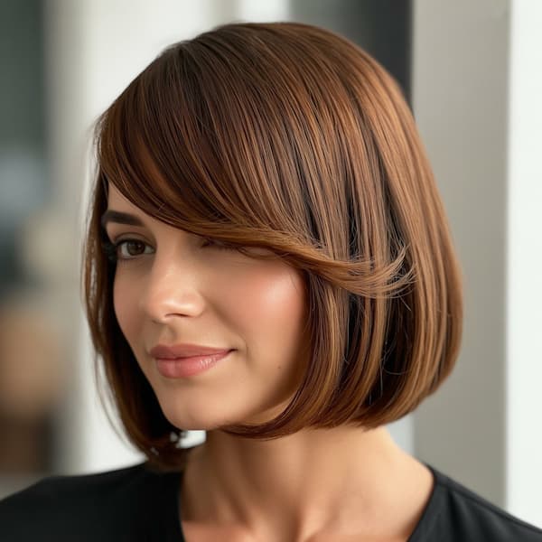 Blunt Bob with Side Swept Bangs