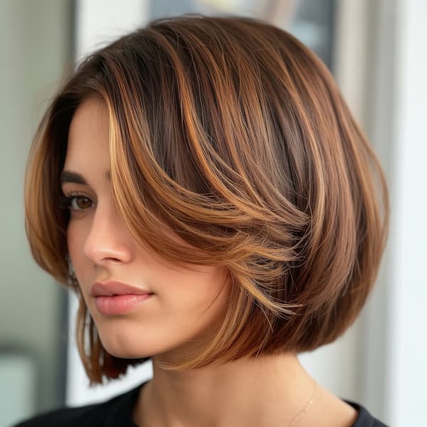 Layered Bob with Curtain Bangs