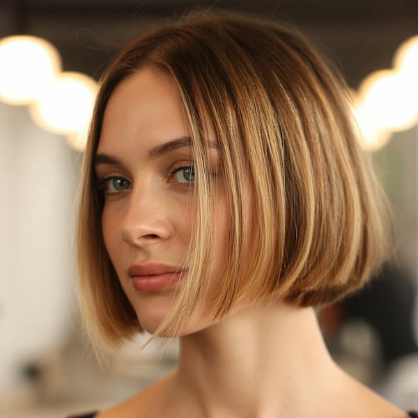 Soft Blunt Bob with Highlights