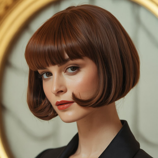 Bob with Curved Ends and Blunt Bangs&nbsp;