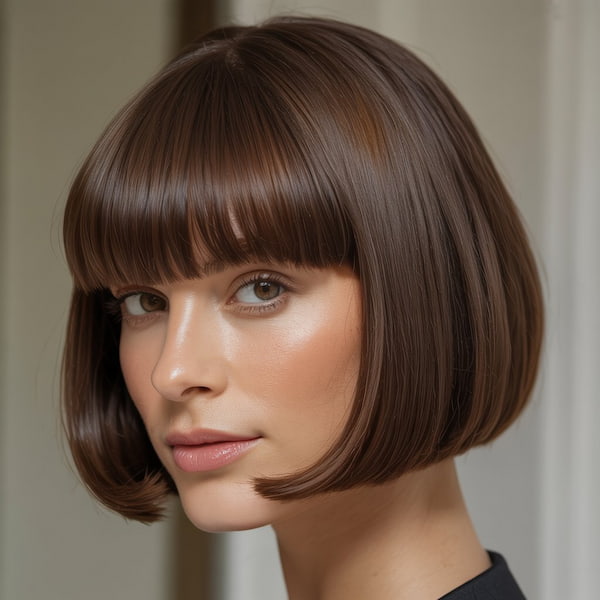 French Bob with Bangs for Full Face
