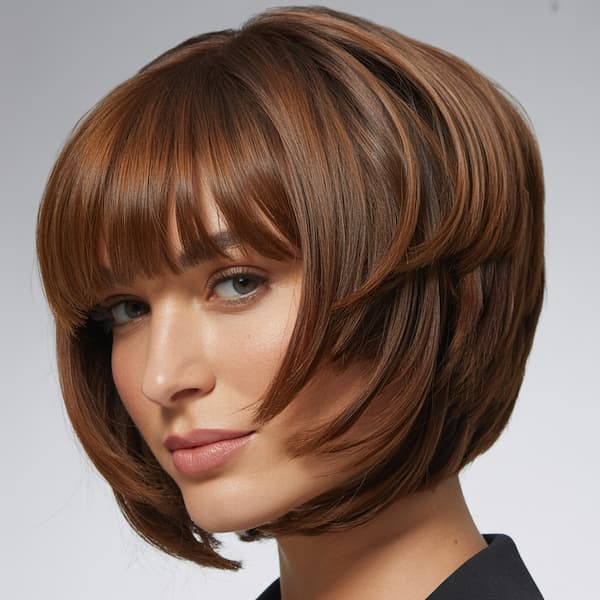 Bob with Multiple Face Framing Layers and Choppy Bangs