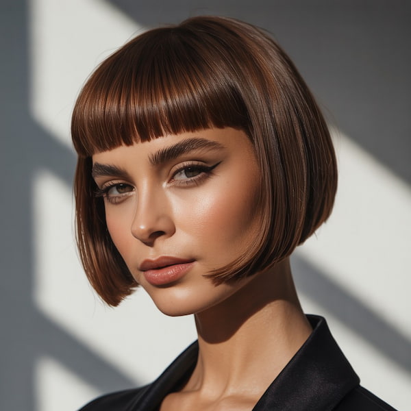 Sleek Cropped Bob with Mini Bangs