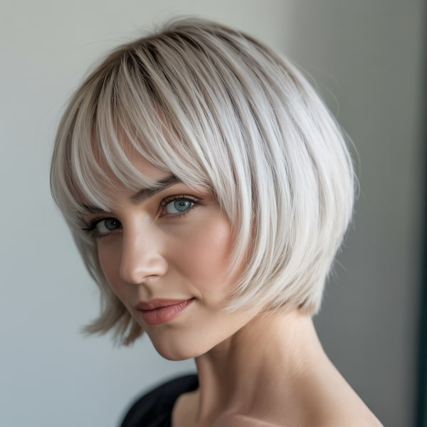 Simple Layered Bob with Choppy Bangs