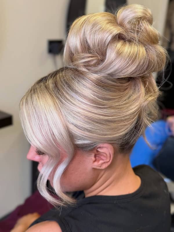 Creative High Updo with Bangs