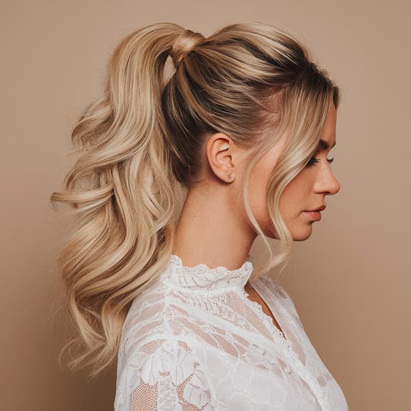Voluminous Ponytail with Bangs
