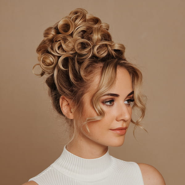 Sculpted Bun with Face-Framing Curls