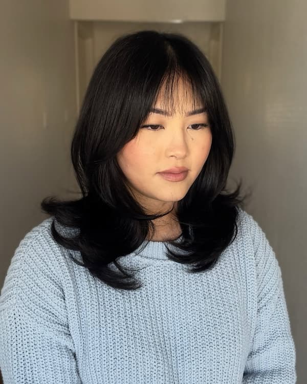 Delicate Bangs with Medium Layers