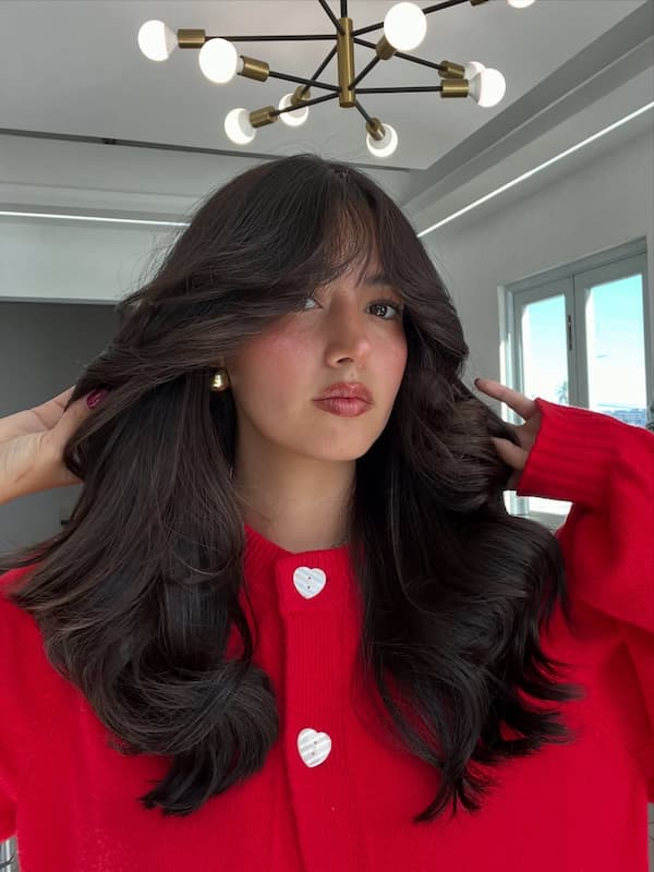 Wispy Fringe with Bouncy Blowout