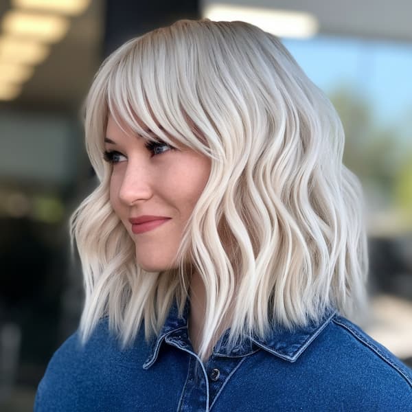 Beachy Wavy Lob with Side Bangs