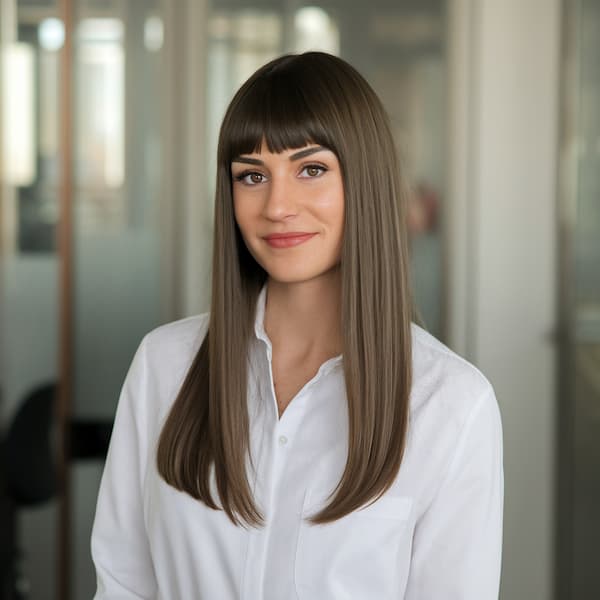 Long Sleek Haircut with Bangs