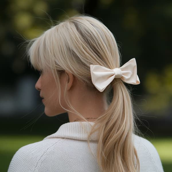 Ribbon Bow Ponytail with Bangs
