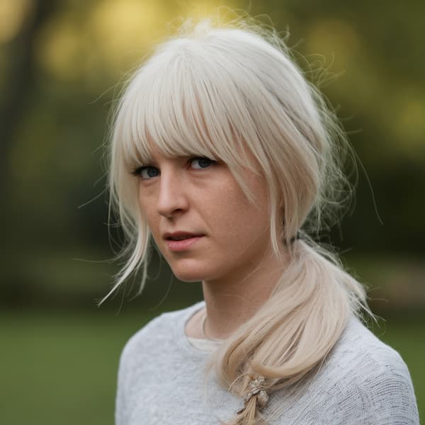 Low Side Ponytail with Wispy Bangs