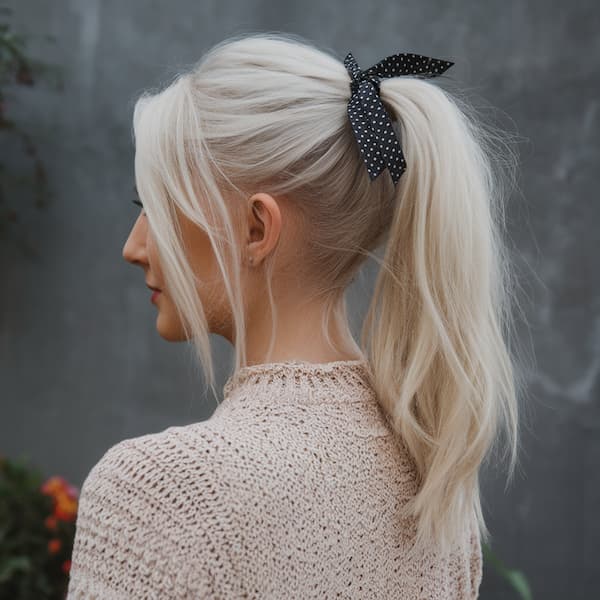 Ribbon Ponytail with Bangs