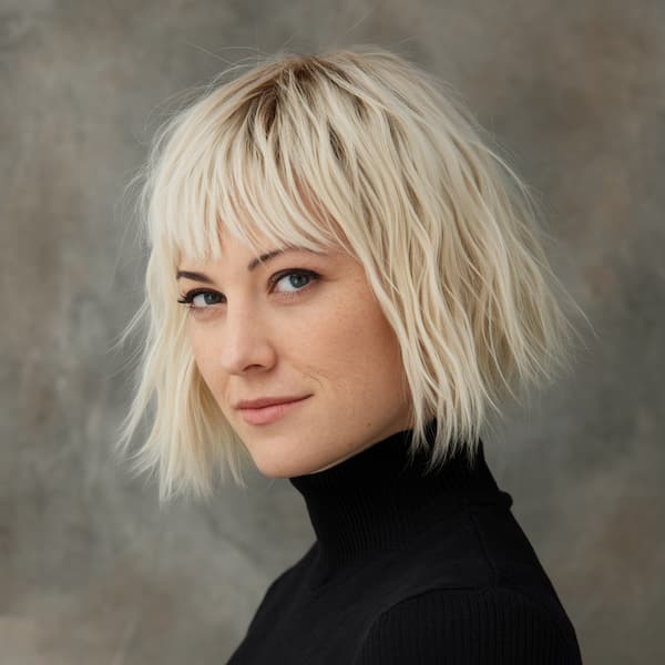 Mini Wispy Bangs with Bob