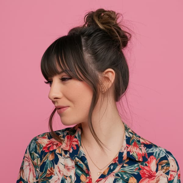 Face-Framing Bangs with Textured Bun
