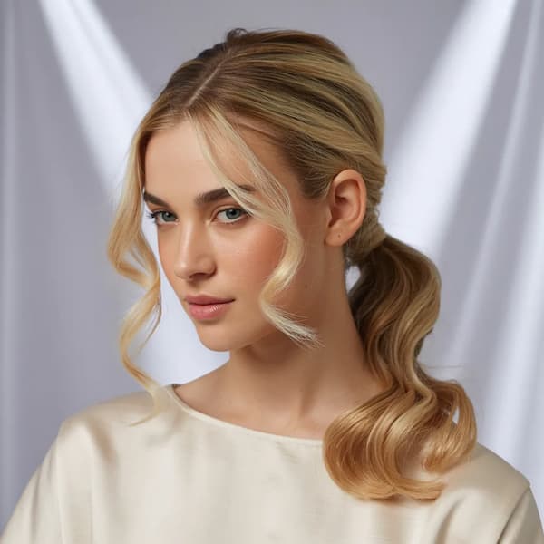Wavy Side Ponytail with Tendrils