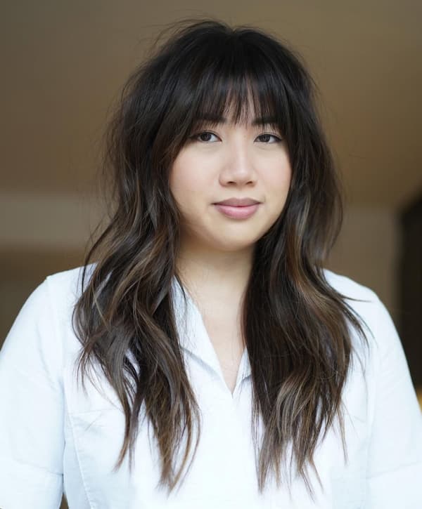 Soft Wispy Bangs with Medium-Length Waves
