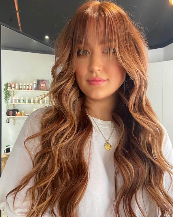 Extra Long Wispy Bangs with Textured Long Layers