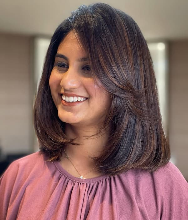 Layered Lob with Side Bangs for Thick Hair